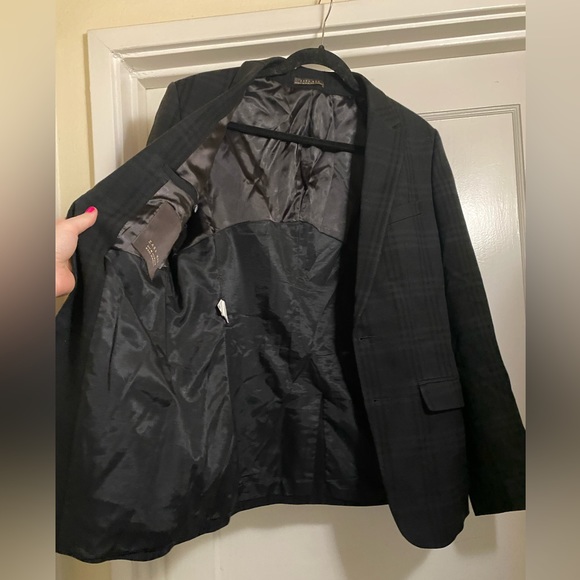 Zara Man Black Gingham Checker Pattern Cotton Wool Blend blazer suit jacket - Picture 5 of 15